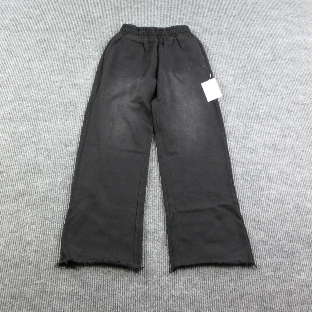 CERNUCCI Pants Womens S Black Washed Wide Leg Jogger French Terry 25x29.5* NWT